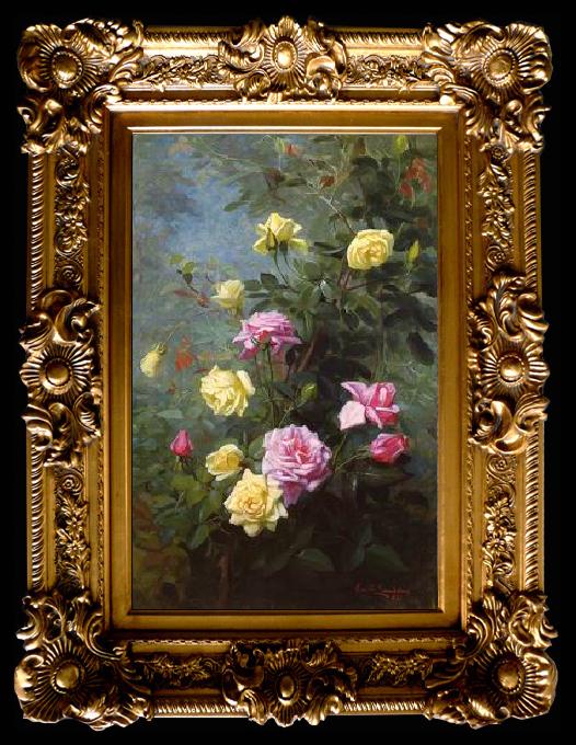 framed  unknow artist Still life floral, all kinds of reality flowers oil painting  54, Ta012